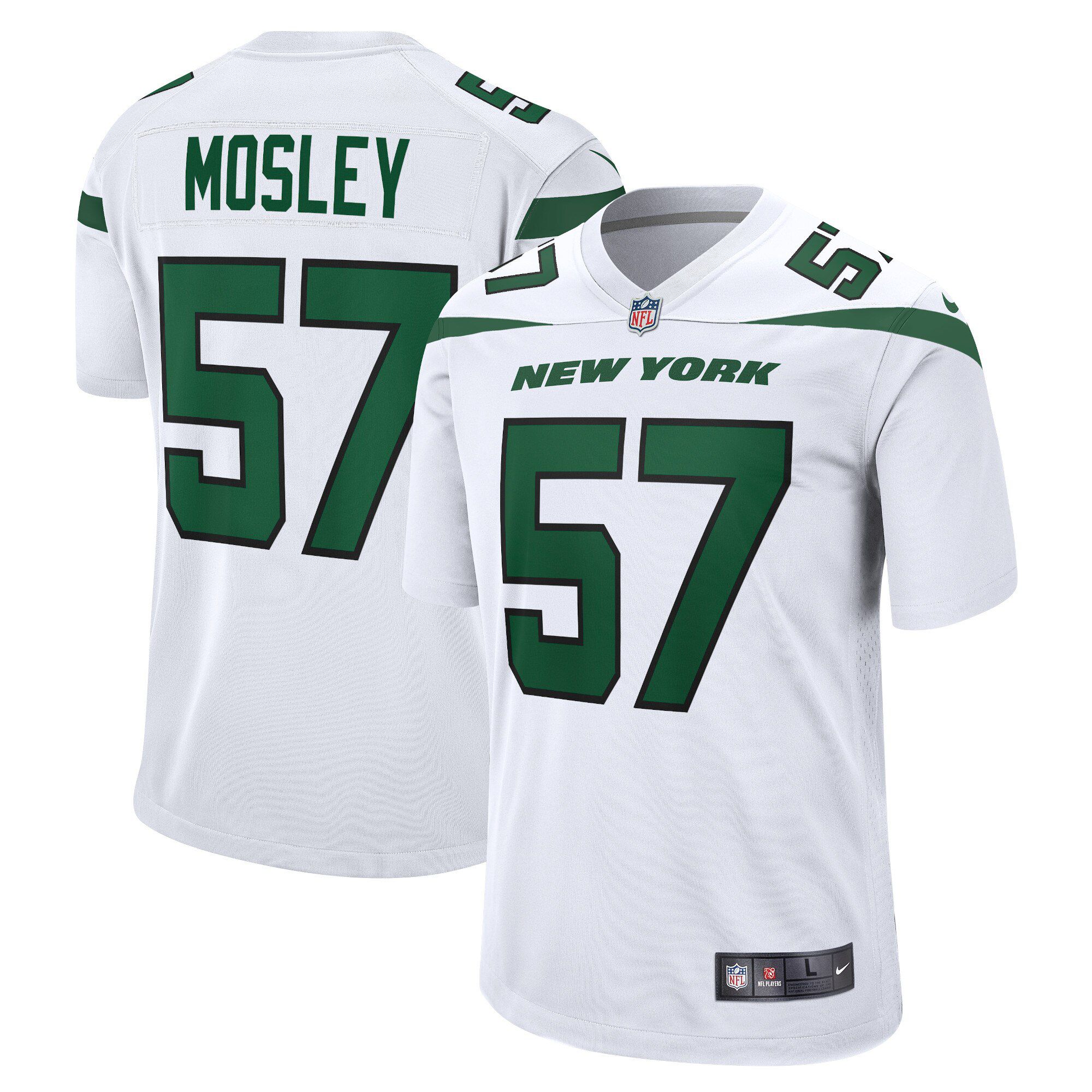 Men New York Jets #57 C.J. Mosley Nike White Game NFL Jersey